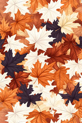 Colorful autumn maple leaves seamless pattern