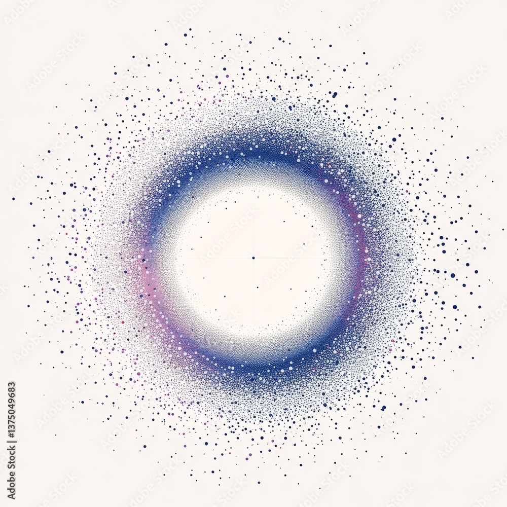 Aufkleber cosmic circle: a nebula of particles forming a ring of light and shadow on a white background, abstr