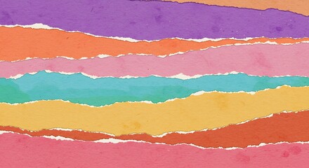 Obraz premium Torn Paper Colorful Stripes Abstract Background. AI Generated