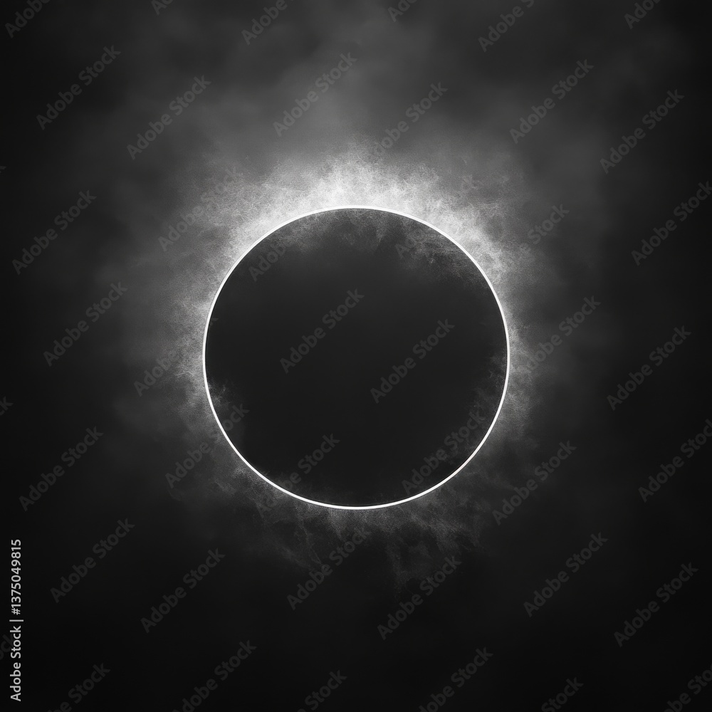 Poster dark circle with glowing edge: a mysterious and ethereal abstract design