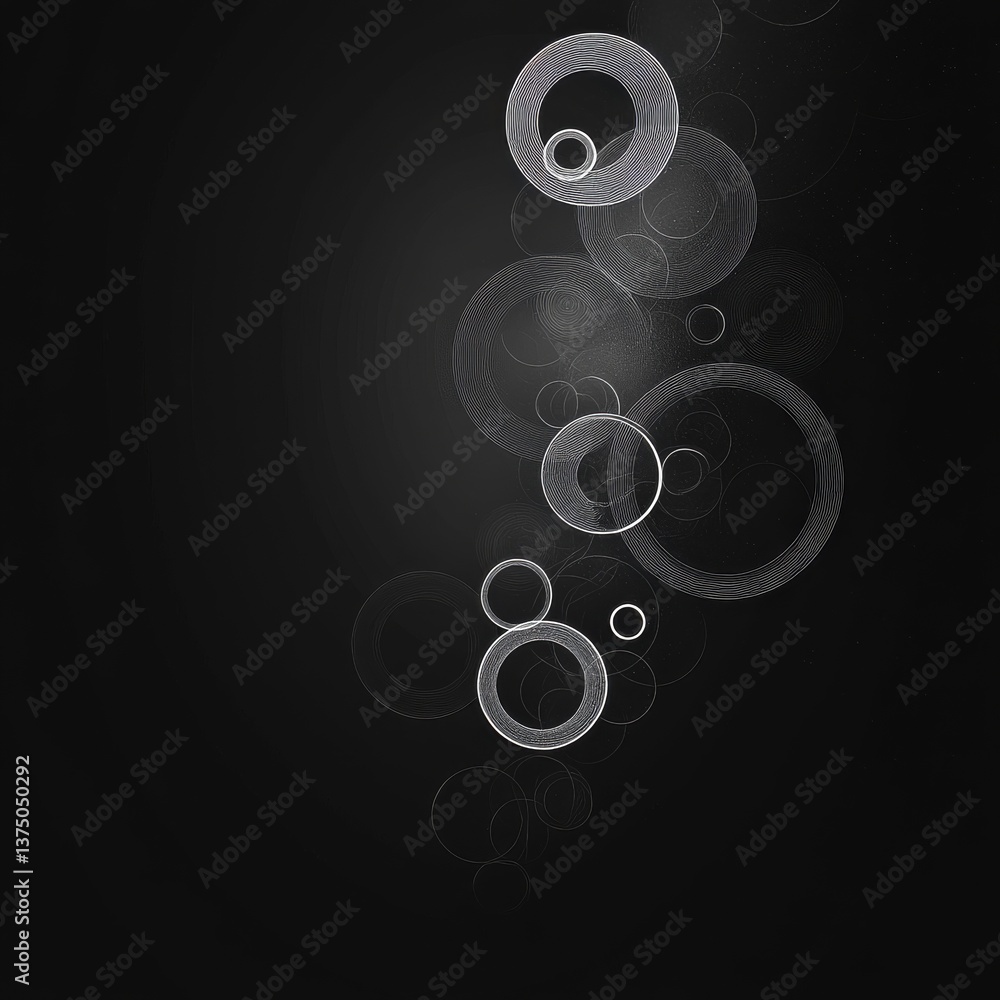 Poster elegant circular design: a contemporary abstract composition in black and white with textured patter
