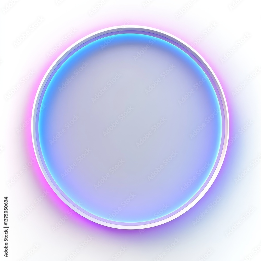 Poster glowing circle frame in pastel colors: modern abstract design