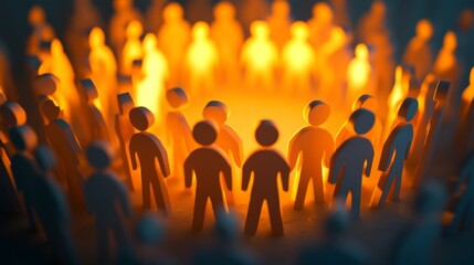 Teamwork Concept with 3D Rendered Human Icons in a Circle Formation