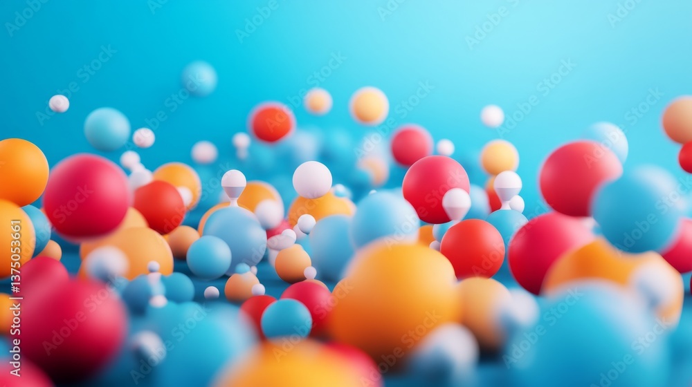 Poster dynamic teamwork concept with colorful spheres in motion