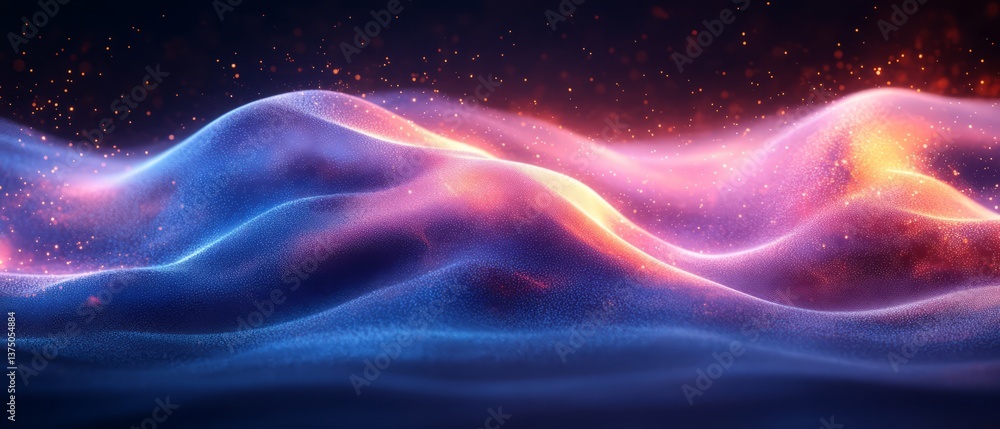Poster digital waveforms in blue and purple, abstract background. abstract digital background with flowing 