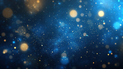 Fototapeta premium Enchanting Blue and Gold Bokeh Texture with Sparkling Lights