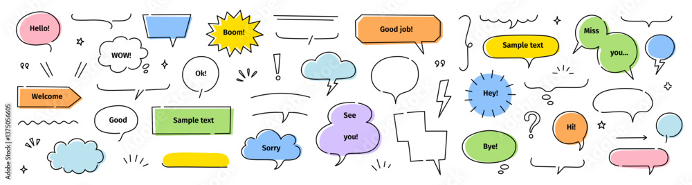 Aufkleber line frame text speech bubble set. line balloon frame design talk speech bubble frame. comic japan s