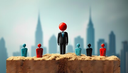 Leadership emergence amidst urban landscape business concept modern setting perspective of authority