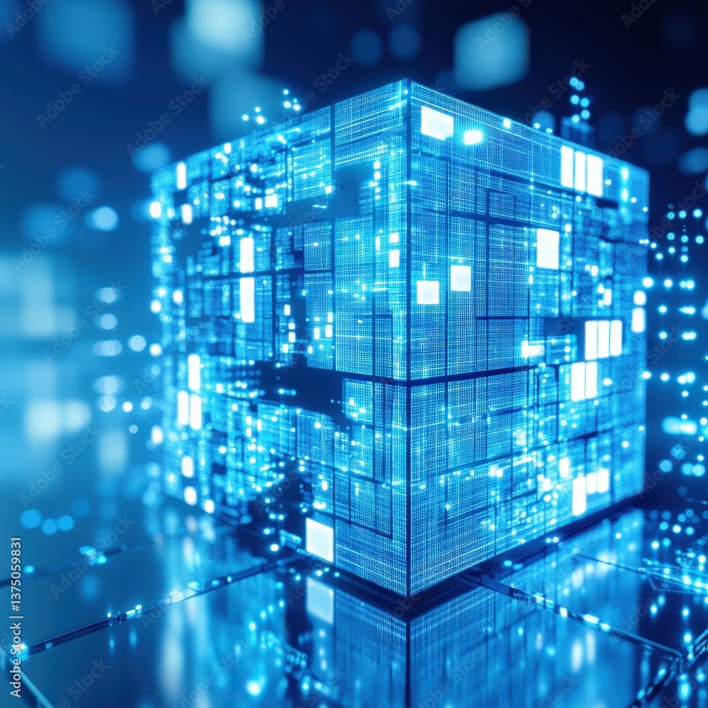 Poster futuristic digital cube data structure