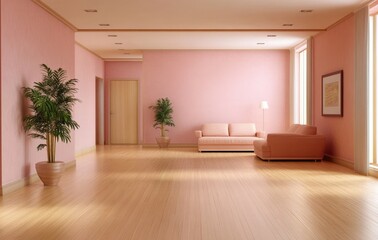 Fototapeta premium Modern Pink Living Room Interior Design
