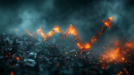 Stagflation concept with stagnant economy graph, inflation arrows, and struggling small businesses