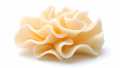 Pale yellow confectionery shaped like a flower, isolated on white . AI generative