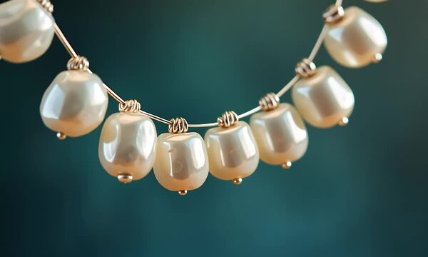 Elegant Pearl Necklace: A Close-Up View of Exquisite Handmade Jewelry