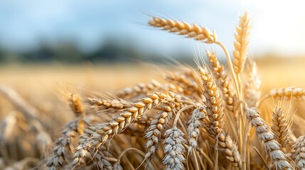 Fototapeta premium Golden wheat field in sunlight