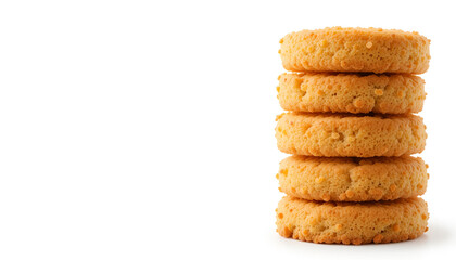 Crispy golden cake rusks stacked neatly, isolated on a transparent background—ideal for bakery branding, snack advertisements, and tea-time visuals