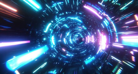 Obraz premium Abstract Futuristic Neon Tunnel