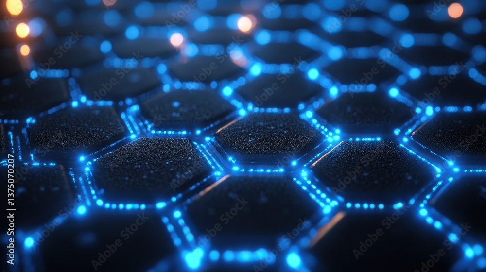Poster abstract hexagon pattern glowing blue network digital technology background
