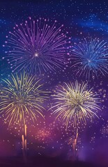 Colorful Fireworks Display in the Night Sky