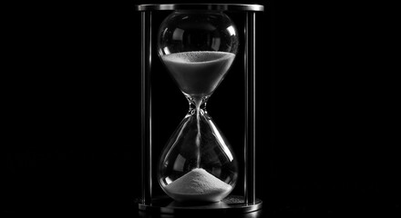 Timeless Hourglass Black and White Sand Flowing