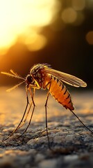 Mosquito sunset closeup macro.