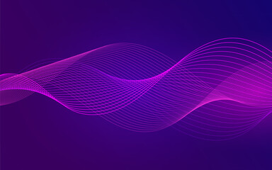 Abstract Wave, Line Particle Technology Background.Purple and blue,line,Trendy.abstract background.Vector illustration