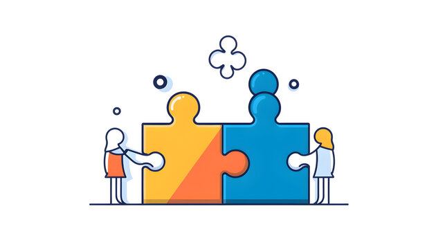 recommend clip art: line art representation of teamwork and collaboration through puzzle pieces 