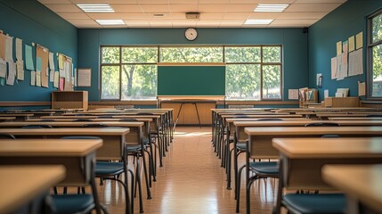 Classroom Settings - Engaging classroom settings with desks, boards, and learning environments, ideal for educational projects, teaching materials, and school designs.