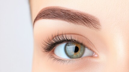 Naklejka premium Stunning Close-up of a Woman's Eye with Perfect Eyebrows and Lashes