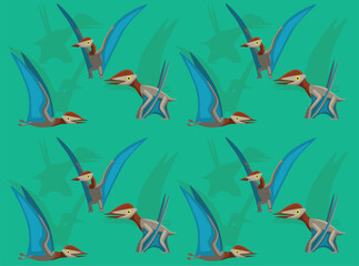 Flying Dinosaur Germanodactylus Cute Cartoon Character Seamless Wallpaper Background © bullet_chained