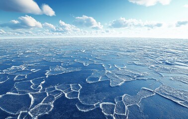 Vast Frozen Ocean Under a Blue Sky