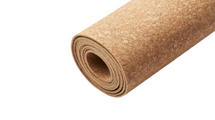 rolled-up cork mat. isolated on transparent background