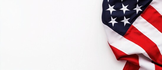Fototapeta premium United States Flag on White Background with Copy Space for Text