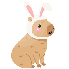 Capybara Bunny Easter, Happy Easter day, Cute Capybara