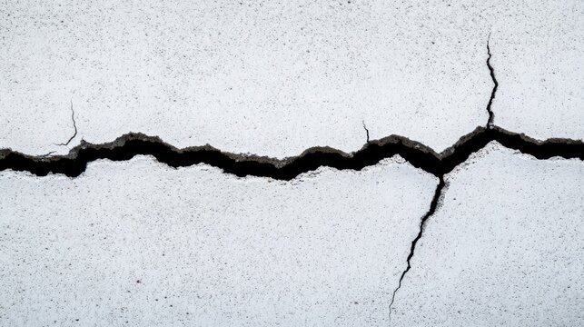 A crack on the wall caused by an earthquake or natural disaster. Represents weak structural integrity of a house or building. Indicates poor construction standards and fraud.