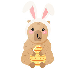 Capybara Bunny Easter, Happy Easter day, Cute Capybara