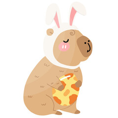 Capybara Bunny Easter, Happy Easter day, Cute Capybara