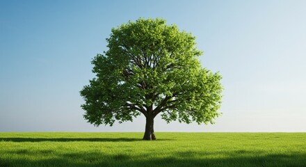 Obraz premium Solitary Tree in Green Field