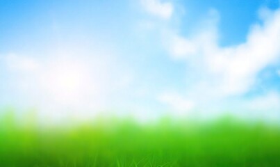 Obraz premium World Environment Day concept: Abstract blurred beautiful green and blue sky background