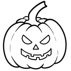 Angry Halloween Pumpkin Face | Hand-Drawn Line Art