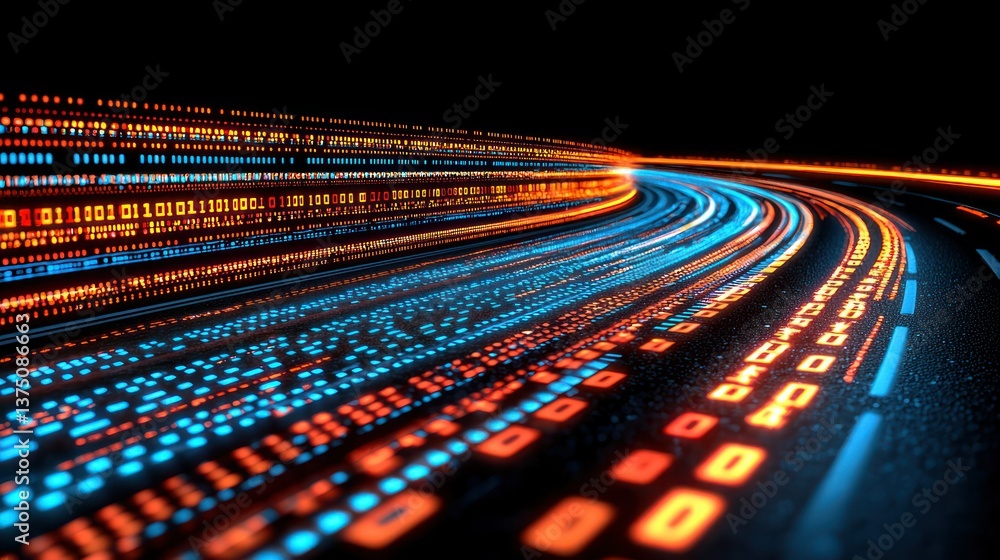 Poster digital highway: a journey through binary code