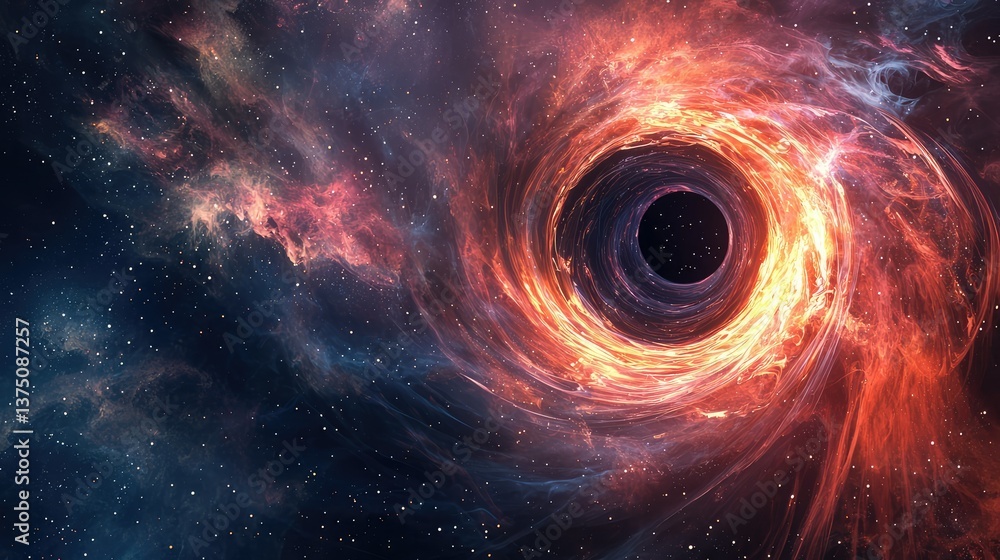 Wall mural numbers bending and folding into the event horizon of a black hole.