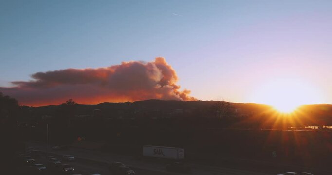 4K video of the California wild fires in the mountains and hills of the Los Angeles County.	
