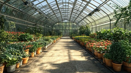 Obraz premium Serene Greenhouse: A Botanical Paradise