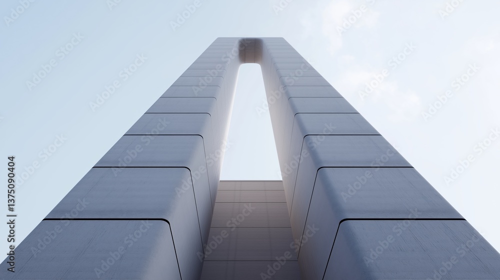 Poster close-up of a tall, modern building with a unique architectural design. the building appears to be m