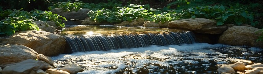 Serene Waterfall Garden Stream.