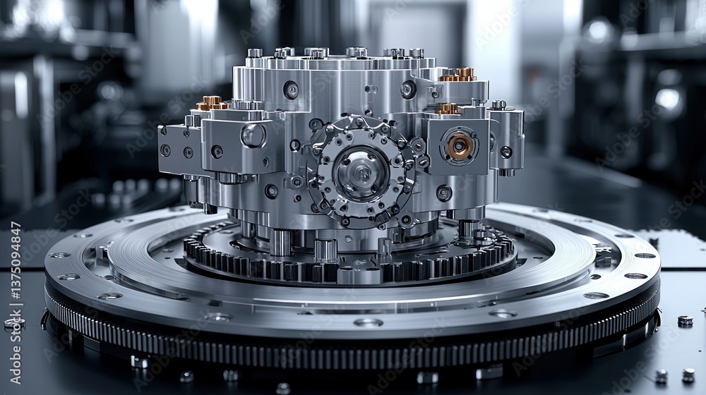 Poster precision engineering: a close-up view of intricate machine parts