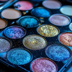 Shimmering Eyeshadow Palette Closeup.