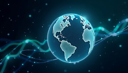 Holographic Digital Globe with Connected Data Streams, Representing Global Connectivity
