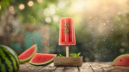 Refreshing watermelon popsicle