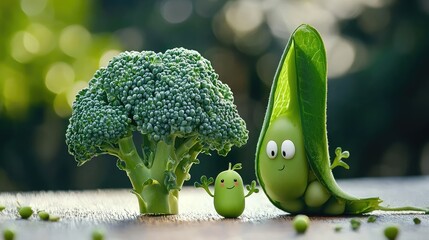 Bashful broccoli, holding its hands behind its back